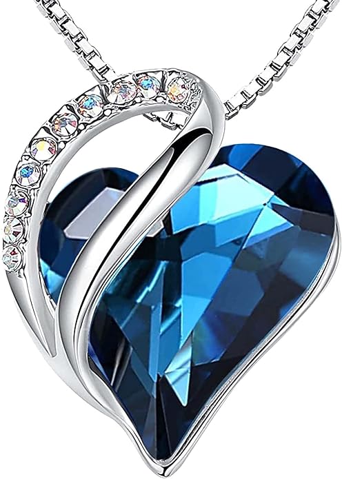 Infinity Love Heart Necklace, Birthstone Necklace for Women, Jewelry for Women with Healing Crystals, Allergy V1164-325784