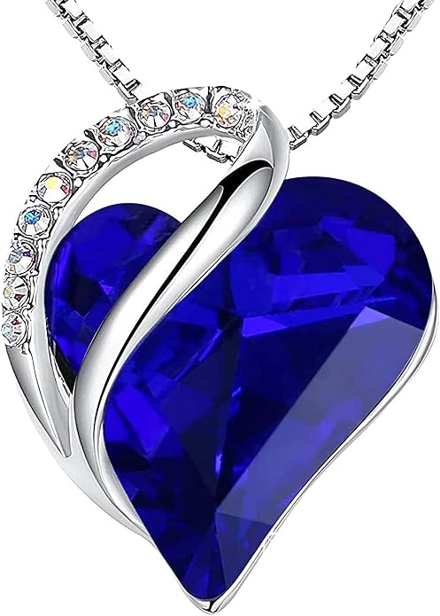 Infinity Love Heart Necklace, Birthstone Necklace for Women, Jewelry for Women with Healing Crystals, V1164-325785