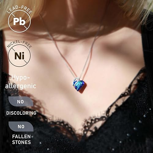 Infinity Love Heart Necklace, Birthstone Necklace for Women, Jewelry for Women with Healing Crystals, Allergy V1164-325786