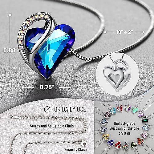 Infinity Love Heart Necklace, Birthstone Necklace for Women, Jewelry for Women with Healing Crystals, Allergy V1164-325786