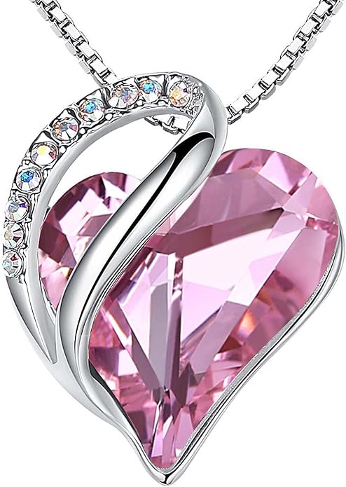 Infinity Love Heart Necklace, Birthstone Necklace for Women, Jewelry for Women with Healing Crystals, Allergy V1164-325787