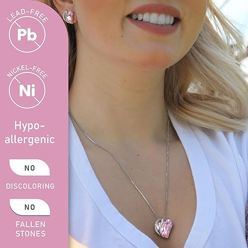 Infinity Love Heart Necklace, Birthstone Necklace for Women, Jewelry for Women with Healing Crystals, Allergy V1164-325787