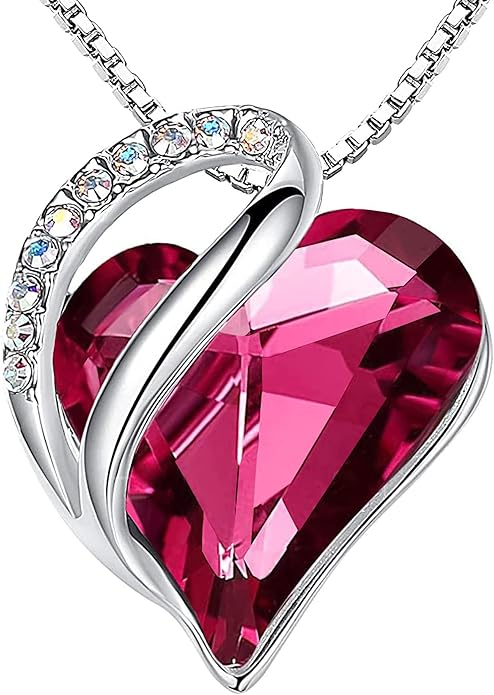 Infinity Love Heart Necklace, Birthstone Necklace for Women, Jewelry for Women with Healing Crystals, Allergy V1164-325788