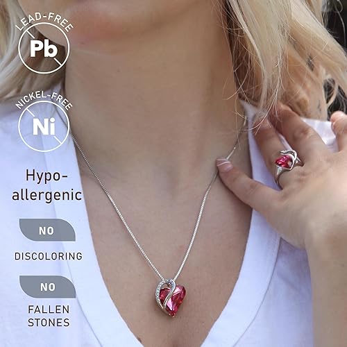 Infinity Love Heart Necklace, Birthstone Necklace for Women, Jewelry for Women with Healing Crystals, Allergy V1164-325788