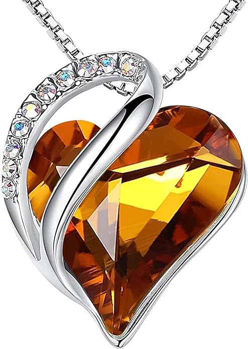 Infinity Love Heart Necklace, Birthstone Necklace for Women, Jewelry for Women with Healing Crystals, Allergy V1164-325789