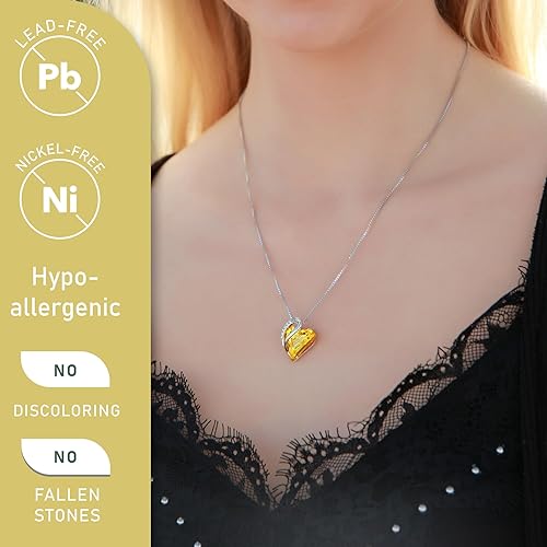 Infinity Love Heart Necklace, Birthstone Necklace for Women, Jewelry for Women with Healing Crystals, Allergy V1164-325790