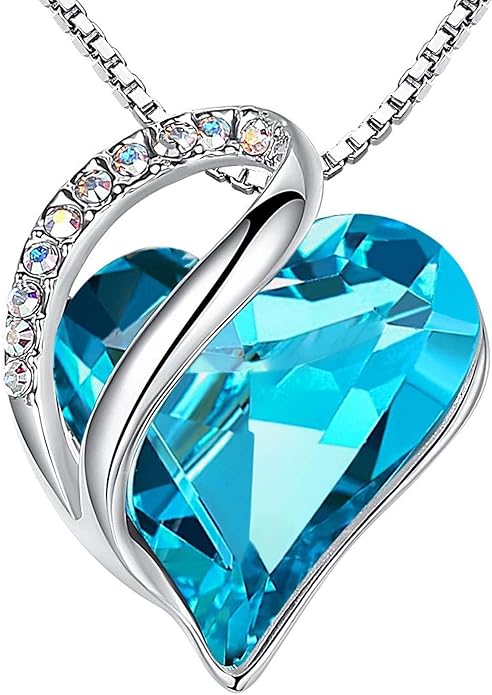 Infinity Love Heart Necklace, Birthstone Necklace for Women, Jewelry for Women with Healing Crystals, Allergy V1164-325791