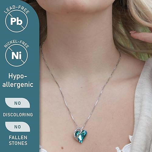 Infinity Love Heart Necklace, Birthstone Necklace for Women, Jewelry for Women with Healing Crystals, Allergy V1164-325792