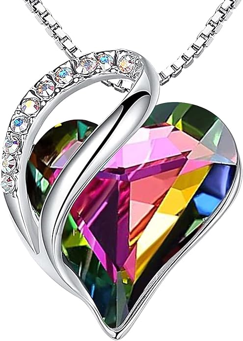 Infinity Love Heart Necklace, Birthstone Necklace for Women, Jewelry for Women with Healing Crystals, Allergy V1164-325793
