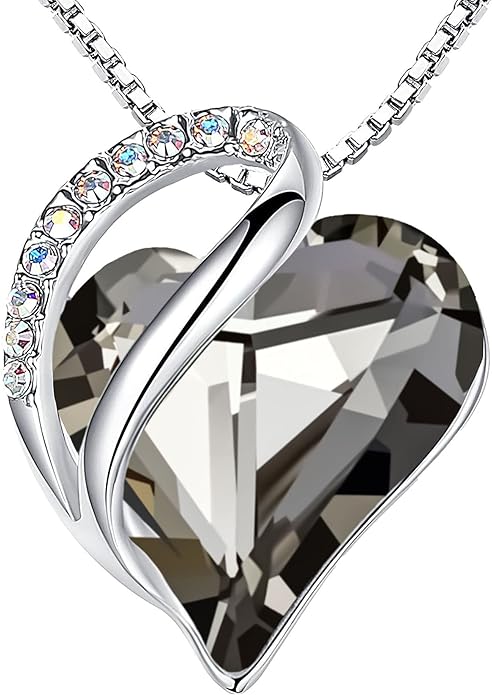 Infinity Love Heart Necklace, Birthstone Necklace for Women, Jewelry for Women with Healing Crystals, Allergy V1164-325795