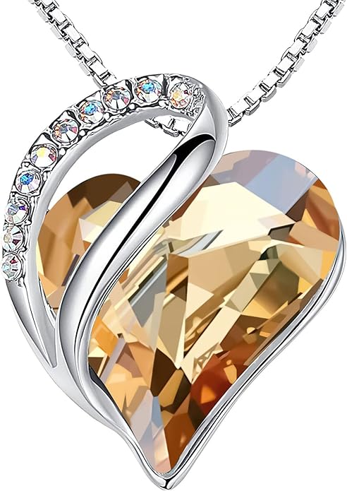 Infinity Love Heart Necklace, Birthstone Necklace for Women, Jewelry for Women with Healing Crystals, Allergy V1164-325796