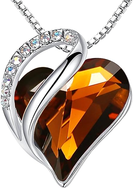 Infinity Love Heart Necklace, Birthstone Necklace for Women, Jewelry for Women with Healing Crystals, Allergy V1164-325797