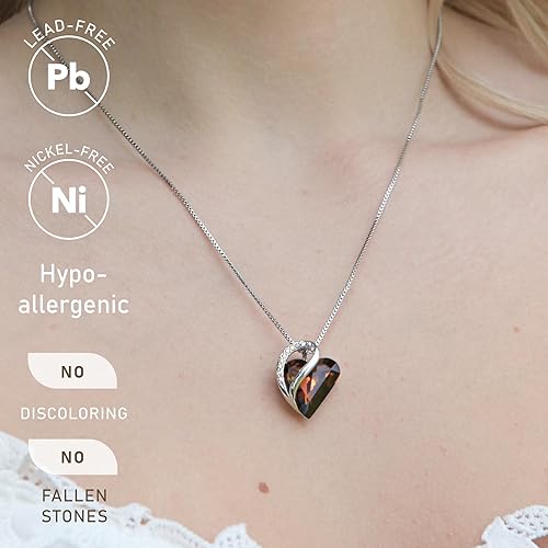 Infinity Love Heart Necklace, Birthstone Necklace for Women, Jewelry for Women with Healing Crystals, Allergy V1164-325797