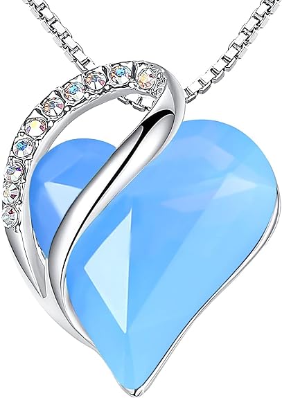 Infinity Love Heart Necklace, Birthstone Necklace for Women, Jewelry for Women with Healing Crystals, Allergy V1164-325800