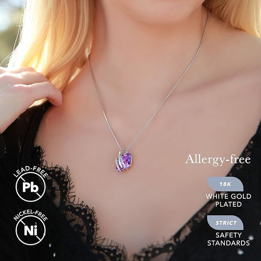 Wish Stone Pendant Necklace, Necklaces for Women with Birthstone Crystals, Allergy-Free Jewelry for Women V1164-325806