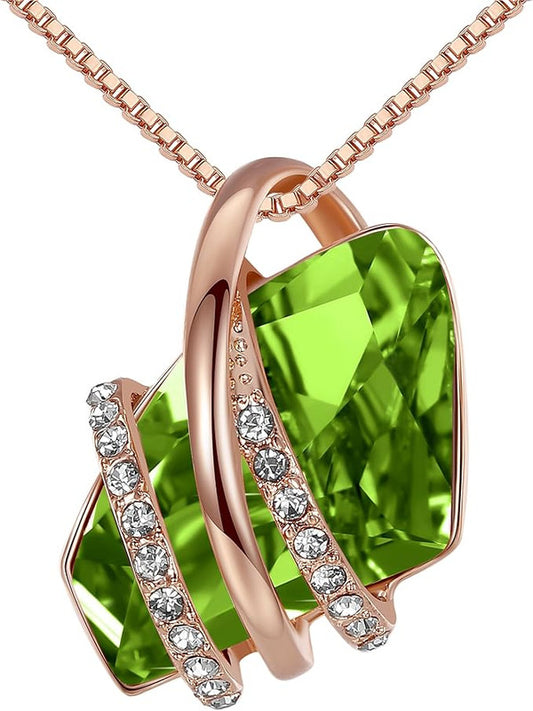 Wish Stone Pendant Necklace, Necklaces for Women with Birthstone Crystals, Allergy-Free Jewelry for Women V1164-325807