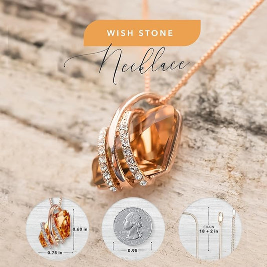 Wish Stone Pendant Necklace, Necklaces for Women with Birthstone Crystals, Allergy-Free Jewelry for Women V1164-325810