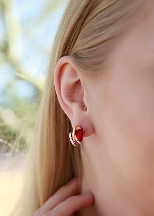 Infinity Love Heart Birthstone Earrings for Women, Crystal Stud Earrings with Healing Stones, Allergy-Free V1164-325814