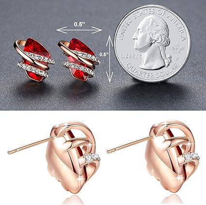 Infinity Love Heart Birthstone Earrings for Women, Crystal Stud Earrings with Healing Stones, Allergy-Free V1164-325814