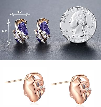 Infinity Love Heart Birthstone Earrings for Women, Crystal Stud Earrings with Healing Stones, Allergy-Free V1164-325815