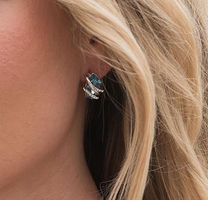 Infinity Love Heart Birthstone Earrings for Women, Crystal Stud Earrings with Healing Stones, Allergy-Free V1164-325816