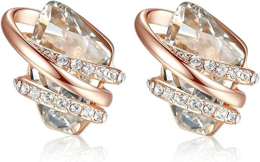 Infinity Love Heart Birthstone Earrings for Women, Crystal Stud Earrings with Healing Stones, Allergy-Free V1164-325817