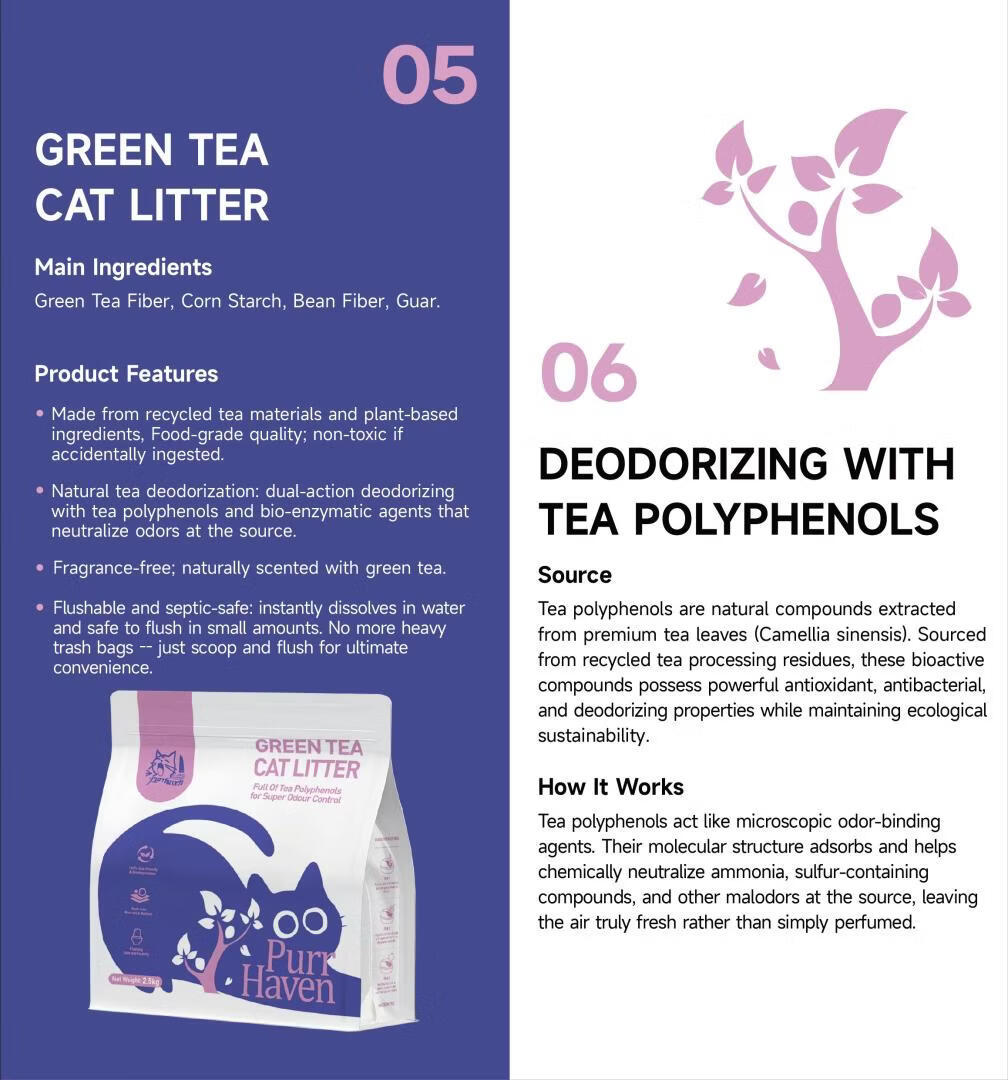 Purr Haven Assorted Cat Litter Set | Tapioca & Green Bamboo & Green Tea | 1 Pack per Type | 2.5 kg Per Pack V1165-PURRHAVEN-ASSORTED