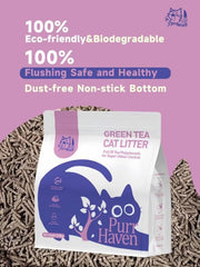 Purr Haven Green Tea Cat Litter | 1 Carton | 6 Packs Per Carton | 2.5kg Per Pack V1165-PURRHAVEN-TEA