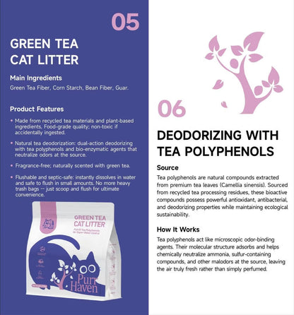 Purr Haven Green Tea Cat Litter | 3 Packs | 2.5 kg Per Pack V1165-PURRHAVEN-TEA3