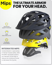 OutdoorMaster Bike Helmet Adult Men Women MIPS Certified Bicycle Helmet with Two Removable Liners & Ventilation Cycling Helmet for Mountain&Motorway-Carbon Black,Medium