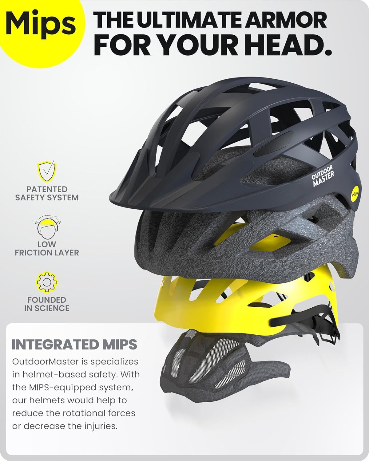 OutdoorMaster Bike Helmet Adult Men Women MIPS Certified Bicycle Helmet with Two Removable Liners & Ventilation Cycling Helmet for Mountain&Motorway-Carbon Black,Medium
