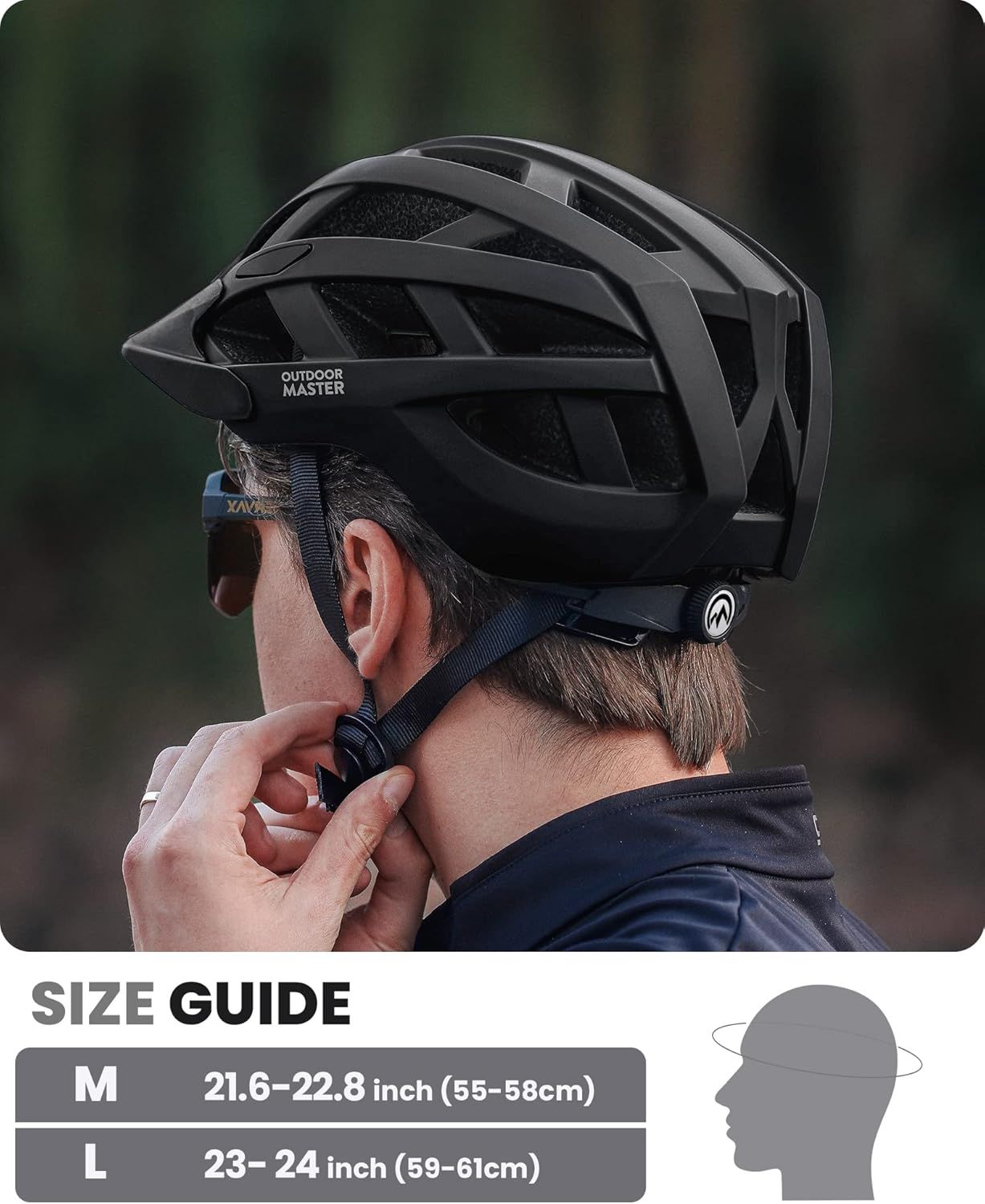 OutdoorMaster Bike Helmet Adult Men Women MIPS Certified Bicycle Helmet with Two Removable Liners & Ventilation Cycling Helmet for Mountain&Motorway-Carbon Black,Medium