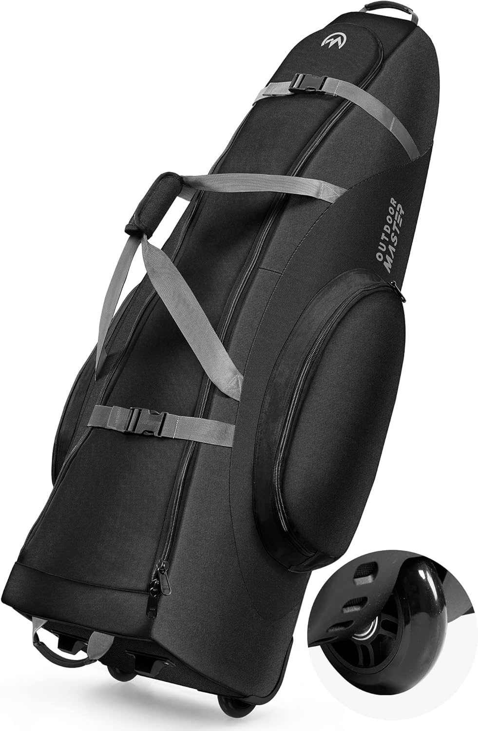OutdoorMaster Padded Golf Club Travel Bag with Wheels, 900D Heavy Duty Oxford Waterproof -Alligators-Black V1168-1T-667I-963T