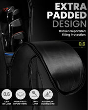 OutdoorMaster Padded Golf Club Travel Bag with Wheels, 900D Heavy Duty Oxford Waterproof -Alligators-Black V1168-1T-667I-963T