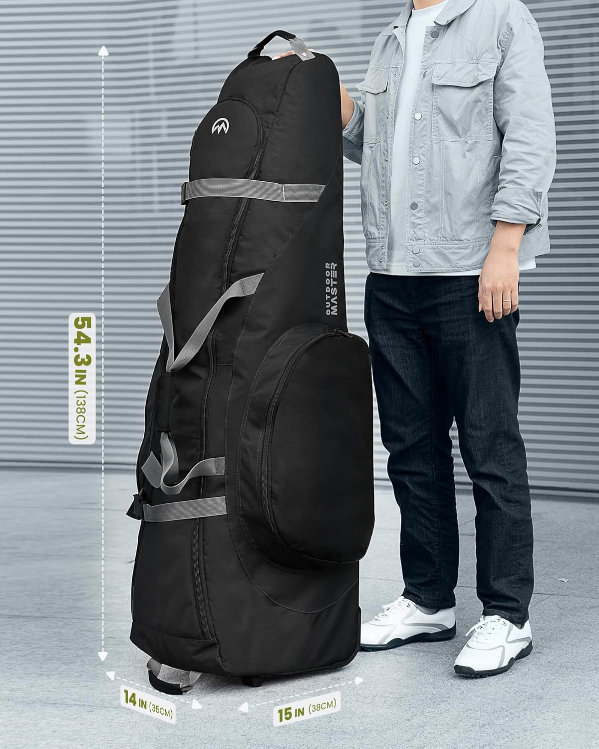 OutdoorMaster Padded Golf Club Travel Bag with Wheels, 900D Heavy Duty Oxford Waterproof -Alligators-Black V1168-1T-667I-963T