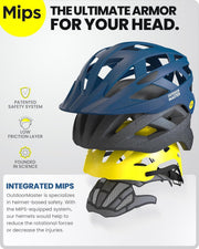 OutdoorMaster Bike Helmet Adult Men Women MIPS Certified Bicycle Helmet with Two Removable Liners & Ventilation Cycling Helmet for Mountain&Motorway-Ocean Blue,Medium