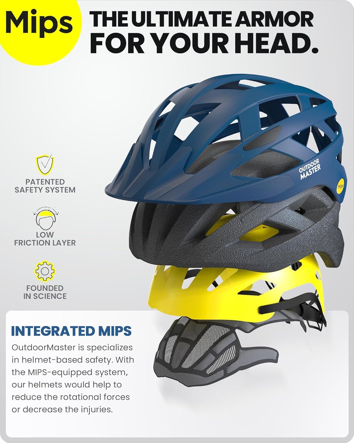 OutdoorMaster Bike Helmet Adult Men Women MIPS Certified Bicycle Helmet with Two Removable Liners & Ventilation Cycling Helmet for Mountain&Motorway-Ocean Blue,Medium
