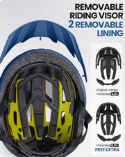 OutdoorMaster Bike Helmet Adult Men Women MIPS Certified Bicycle Helmet with Two Removable Liners & Ventilation Cycling Helmet for Mountain&Motorway-Ocean Blue,Medium