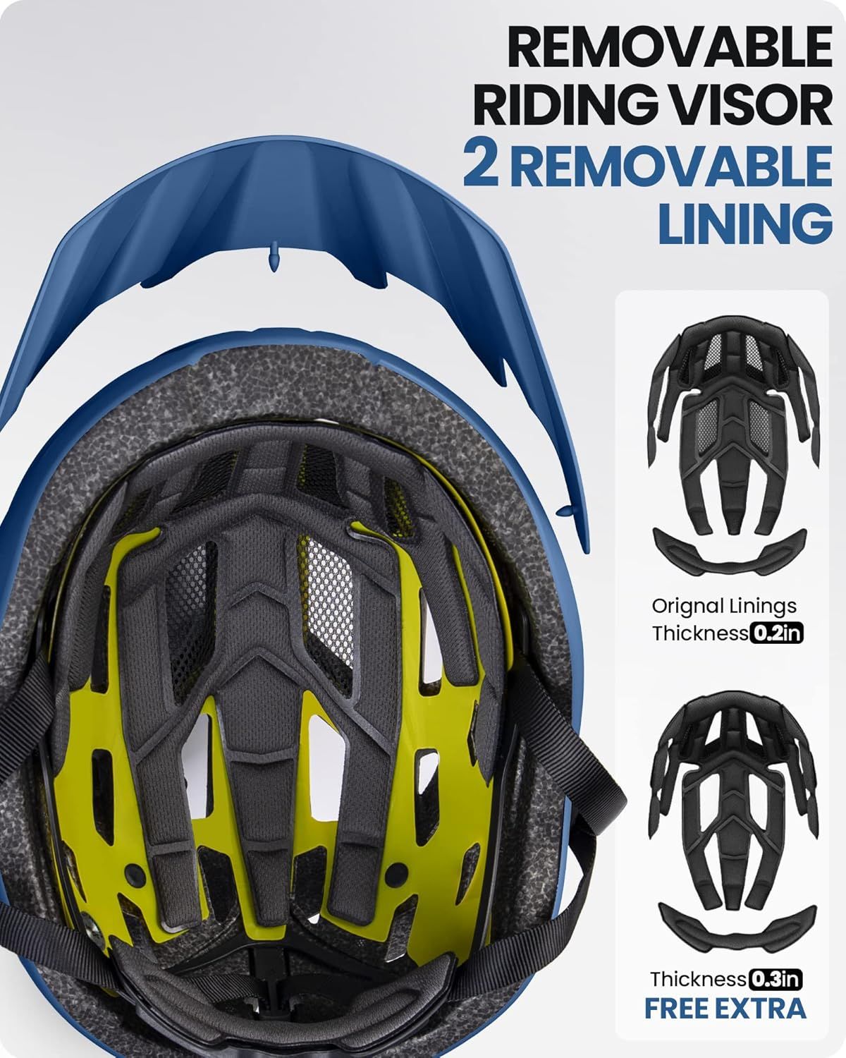 OutdoorMaster Bike Helmet Adult Men Women MIPS Certified Bicycle Helmet with Two Removable Liners & Ventilation Cycling Helmet for Mountain&Motorway-Ocean Blue,Medium