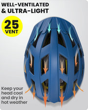 OutdoorMaster Bike Helmet Adult Men Women MIPS Certified Bicycle Helmet with Two Removable Liners & Ventilation Cycling Helmet for Mountain&Motorway-Ocean Blue,Medium