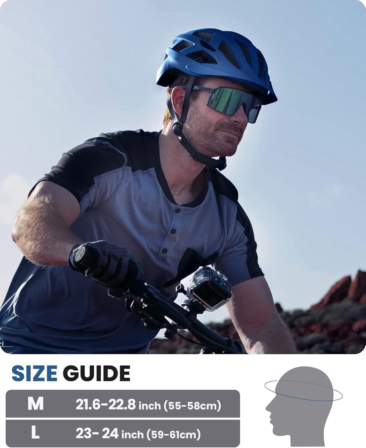 OutdoorMaster Bike Helmet Adult Men Women MIPS Certified Bicycle Helmet with Two Removable Liners & Ventilation Cycling Helmet for Mountain&Motorway-Ocean Blue,Medium