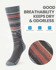 OutdoorMaster Ski Socks 2-Pack Merino Wool, Over The Calf Non-Slip Cuff for Men & Women-Gray,Medium