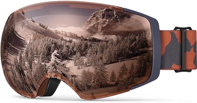 OutdoorMaster Ski Goggles PRO - Frameless, Interchangeable Lens 100% UV400 Protection Snow Goggles for Men & V1168-4O-8A3D-SGEA