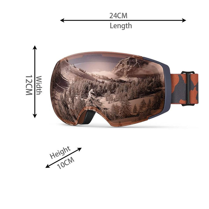 OutdoorMaster Ski Goggles PRO - Frameless, Interchangeable Lens 100% UV400 Protection Snow Goggles for Men & V1168-4O-8A3D-SGEA