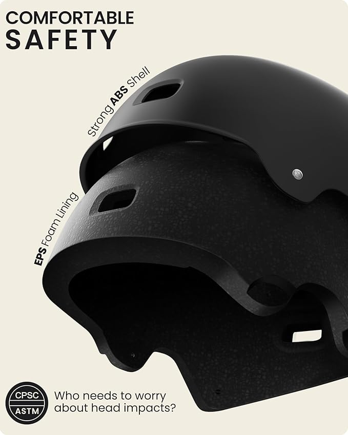 OutdoorMaster Skateboard Cycling Helmet - Two Removable Liners Ventilation Multi-Sport Scooter Roller Skate V1168-55-GTDH-D4W5