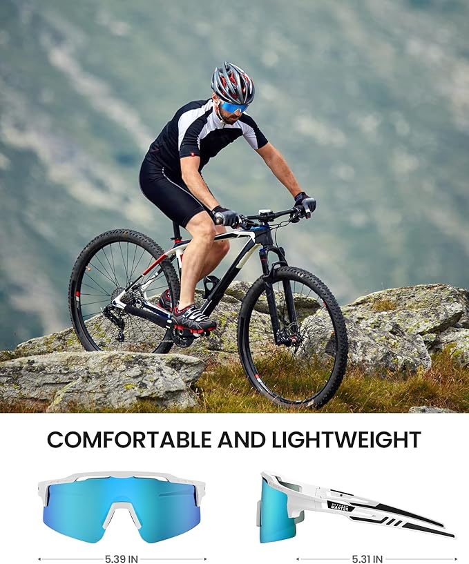 OutdoorMaster Hawk II Polarized Sports Sunglasses for Men Women, TAC 100% UV400 Protection TR90 Frame Cycling V1168-66-SDKC-PXZ5