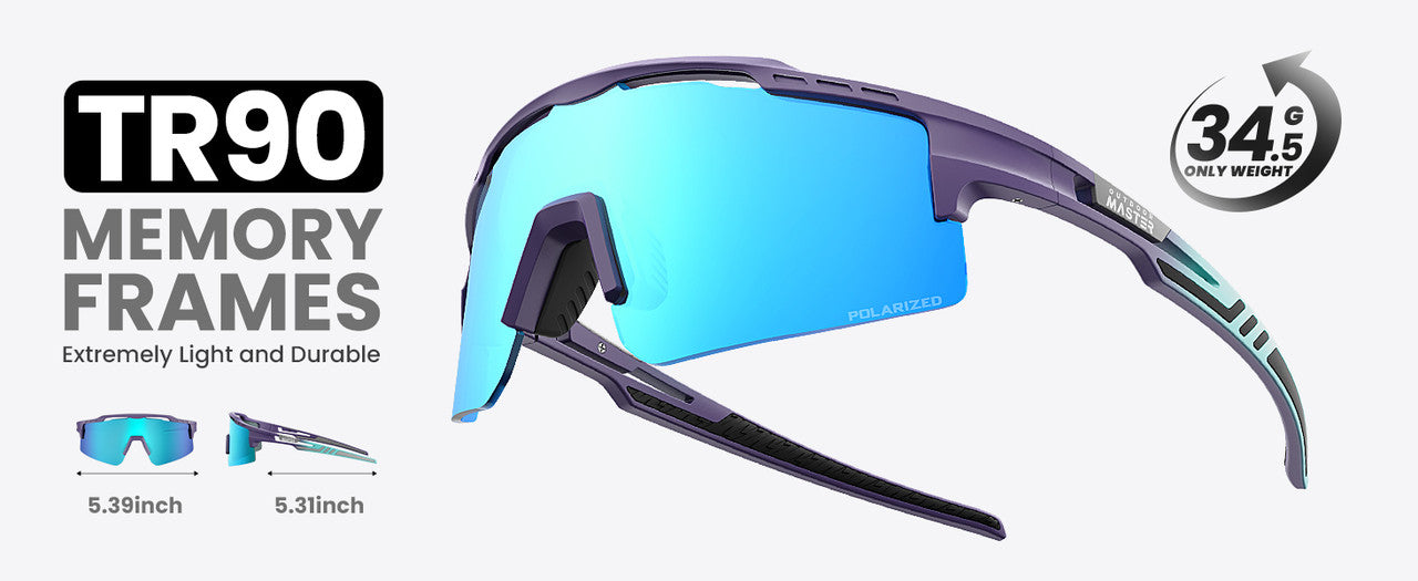 OutdoorMaster Hawk II Polarized Sports Sunglasses for Men Women, TAC 100% UV400 Protection TR90 Frame Cycling V1168-66-SDKC-PXZ5