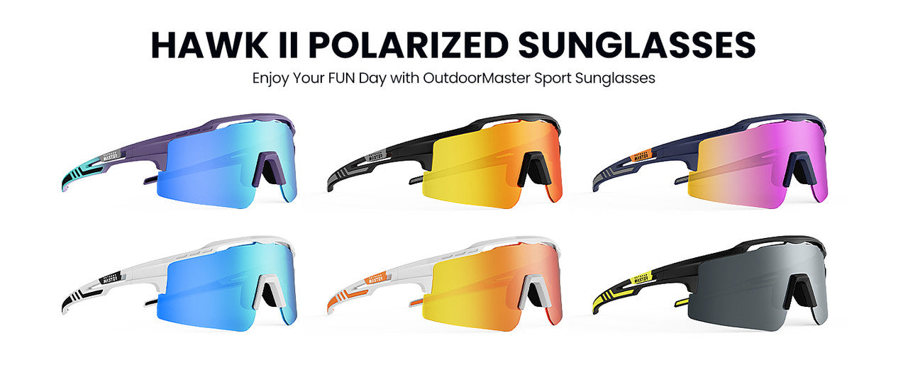 OutdoorMaster Hawk II Polarized Sports Sunglasses for Men Women, TAC 100% UV400 Protection TR90 Frame Cycling V1168-66-SDKC-PXZ5