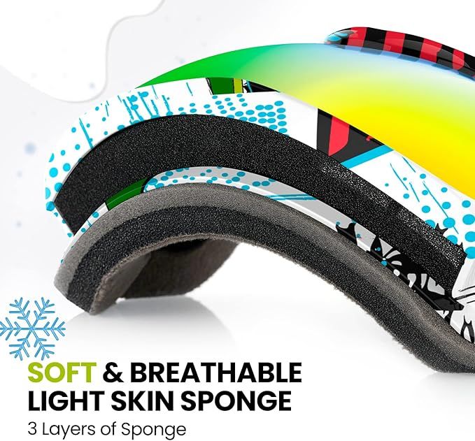 OutdoorMaster Kids Ski Goggles - Helmet Compatible Snow Goggles for Boys & Girls with 100% UV Protection-01VLT 13％-OM-6