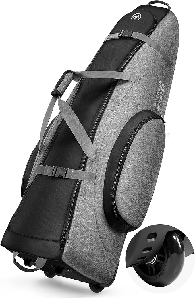 OutdoorMaster Padded Golf Club Travel Bag with Wheels, 900D Heavy Duty Oxford Waterproof -Alligators-Gray V1168-7S-KX5T-FFFP